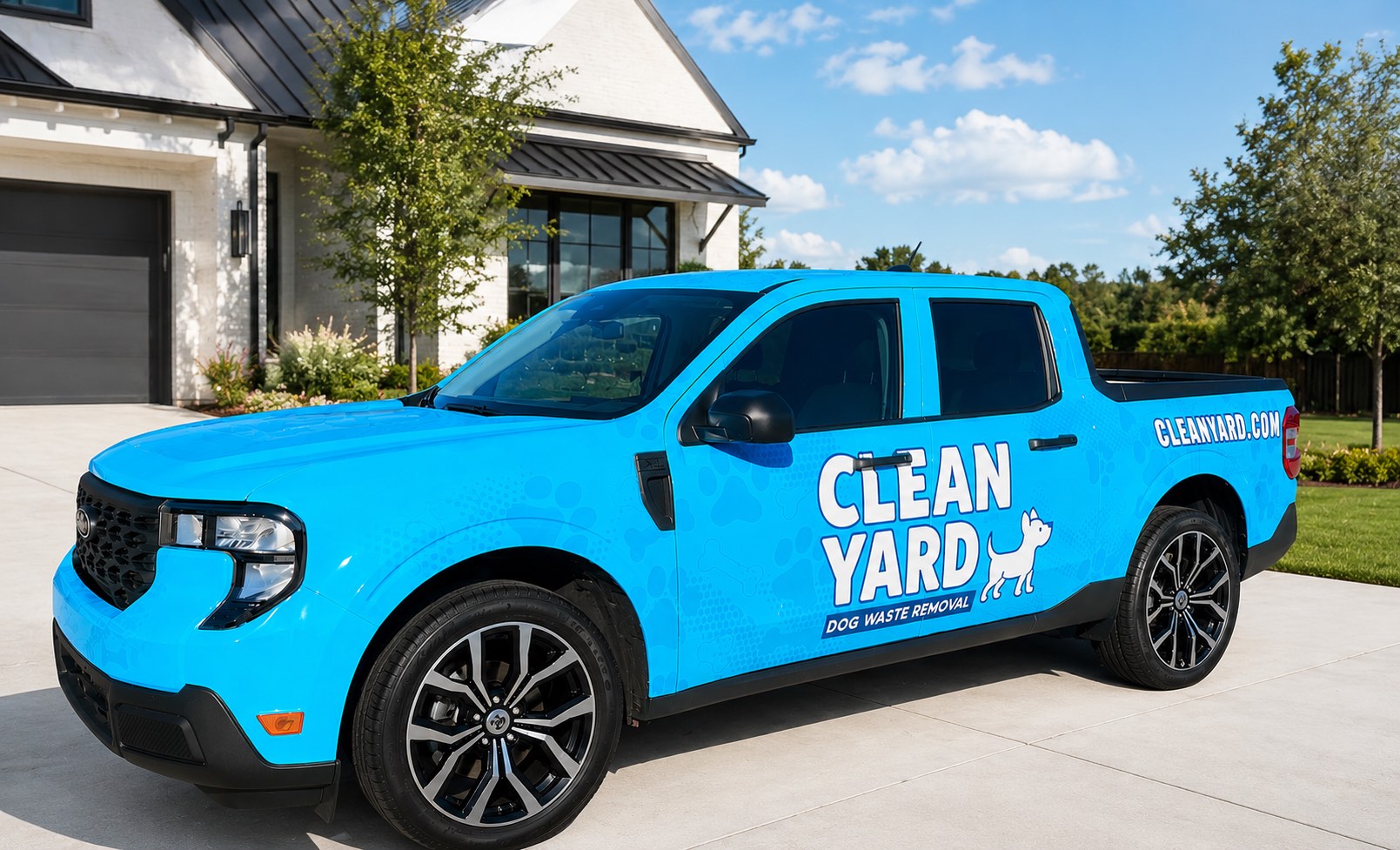 Clean Yard dog waste removal service truck in the Nashville area